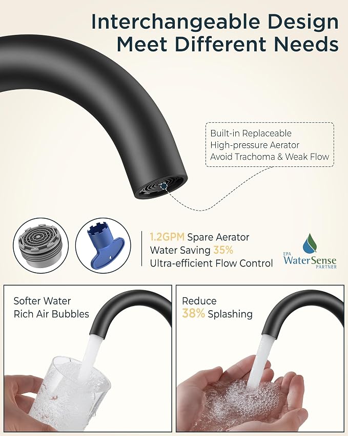 FORIOUS 4 Inch Centerset Bathroom Sink Faucet Black and Brushed Nickel - Image 3