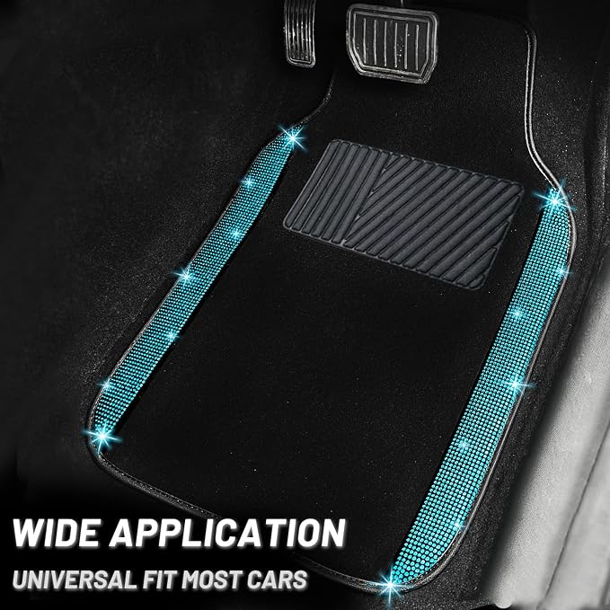 NBTEPEM Aquamrine Bling Car Floor Mats Full Set, Universal Fit Most Cars - Image 2