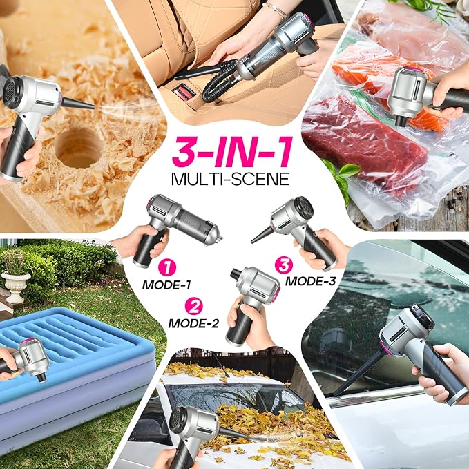 PeroBuno Car Vacuum Portable Cordless, 18000PA Suction, 3-in-1 Foldable - Image 4