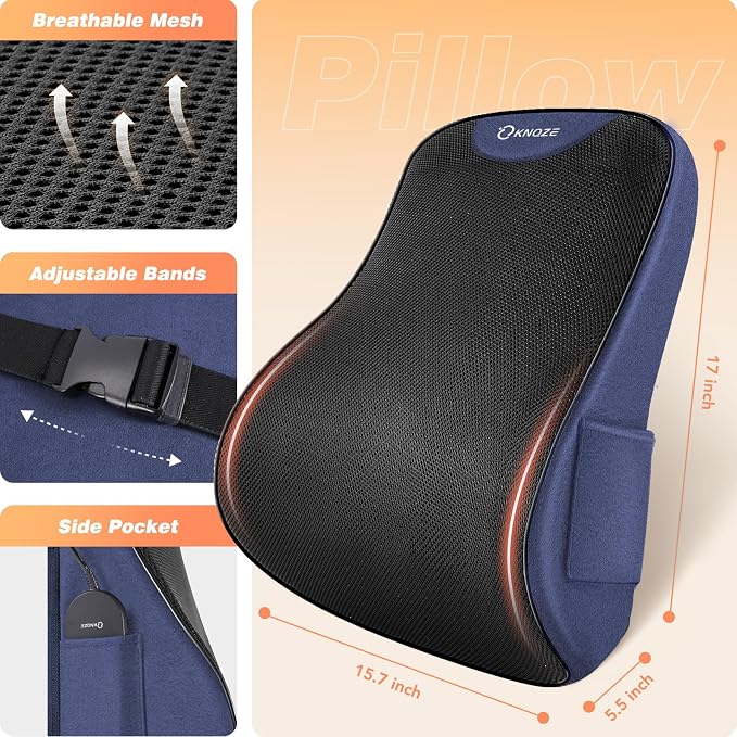 Lumbar Support Pillow for Office Chair, Heated Back Support Pillow - Image 7