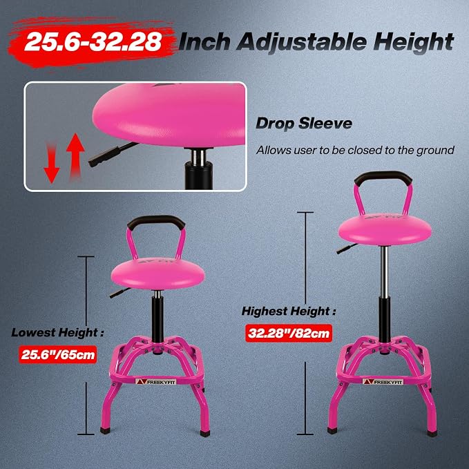 Garage Stool, Adjustable Height Swivel Work Mechanic Shop Stool - Image 2