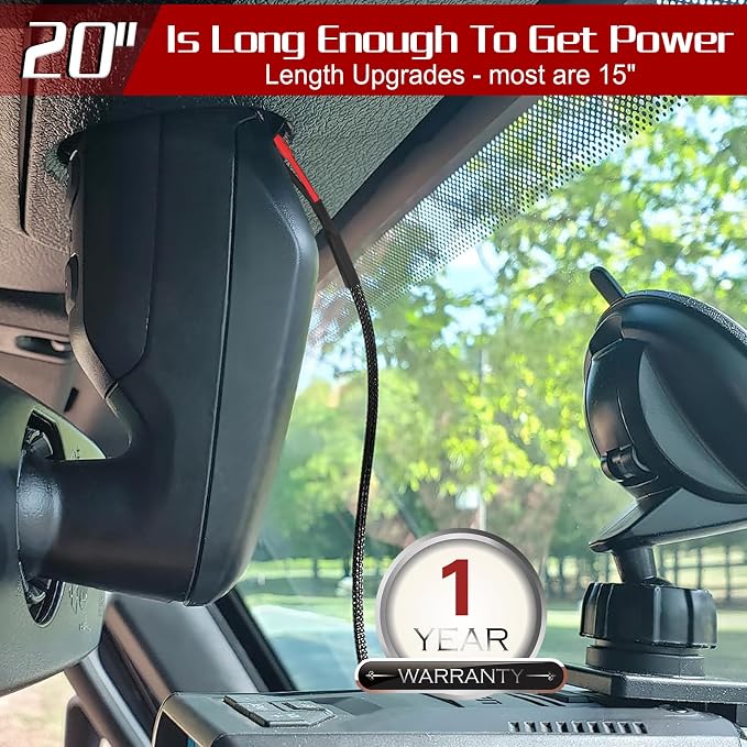 Upgrade 20" Mirror Plug Wire Tap, Radar Detector Hardwire Power Cord Kit - Image 2