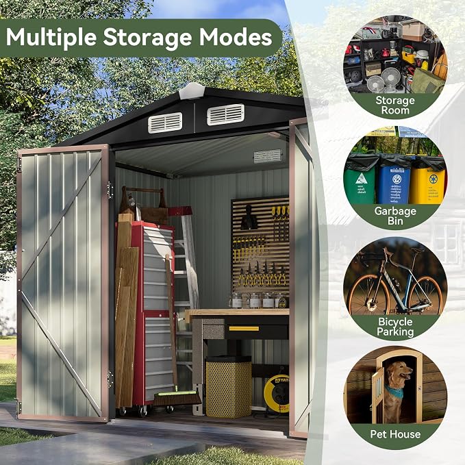 Aoxun 6.2x4 FT Shed Outdoor Storage Shed - Image 8