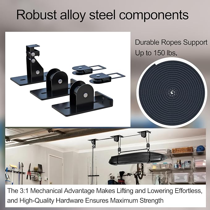 2025 Upgrade Cargo Box Garage Pulley System, Garage Ceiling Hoist Heavy-Duty - Image 5