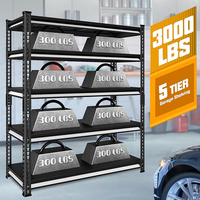 48" W Garage Shelving Heavy Duty, 3000LBS Loads Adjustable Garage Storage - Image 4