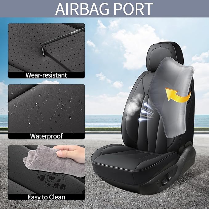 Front Car Seat Covers, Waterproof Leather Car Seat Covers, Comfortable - Image 3
