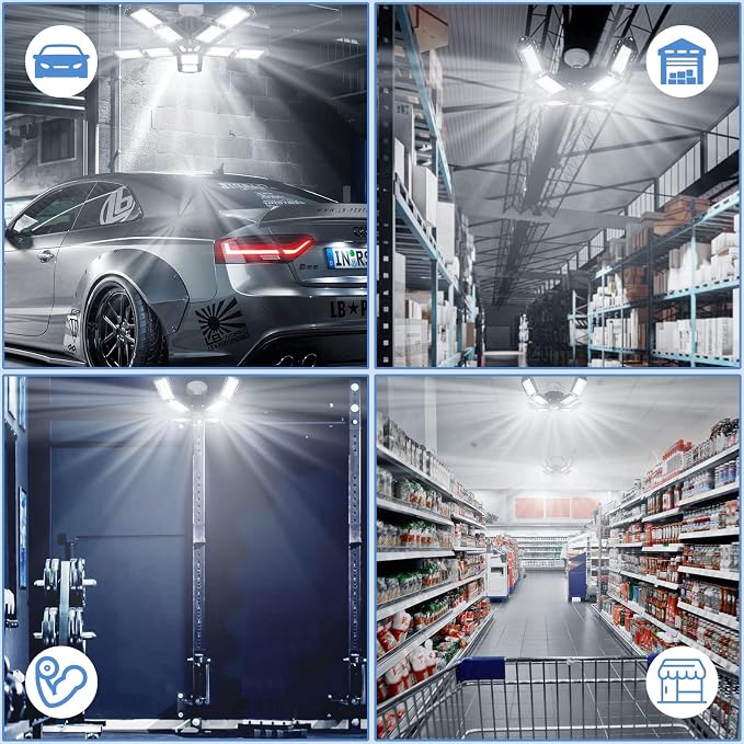 LED Garage Lights Bulb 10+1 Panels 2 Pack -200W, 20000LM 6500K Led Shop Light - Image 6