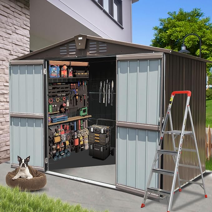 Domi Outdoor Storage Shed 8.2' x 6.2', Metal Steel Utility Tool Shed Storage - Image 2