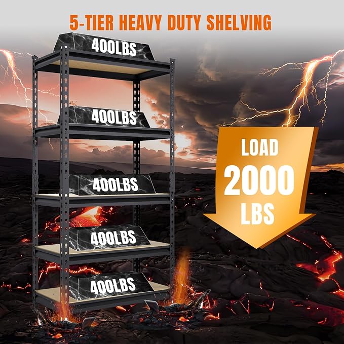BIG RED Storage Shelving Unit, 5-Tier Adjustable, Heavy Duty Metal Garage - Image 5