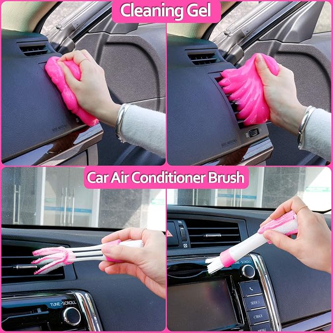 THINKWORK Pink Car Detailing Cleaning Kit, Car Wash Kit, Car Accessories - Image 3