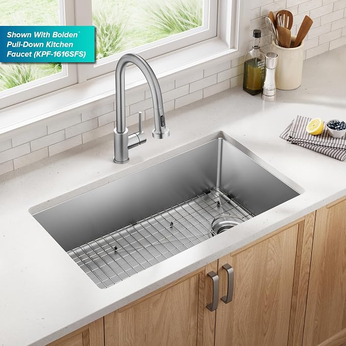 KRAUS Fairlane 33-inch Undermount Single Bowl 18-Gauge Stainless Steel Kitchen - Image 2