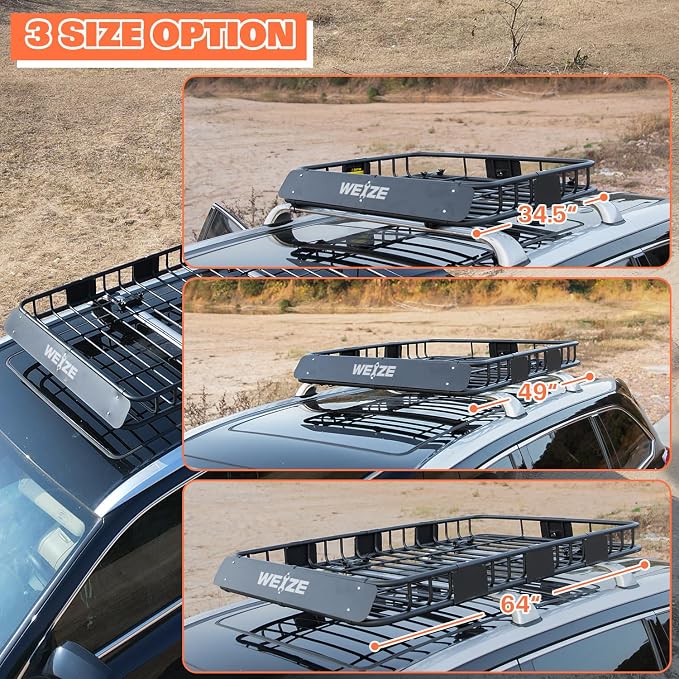 WEIZE Heavy Duty 64"x 39" Roof Rack, Rooftop Cargo Carrier Basket - Image 5