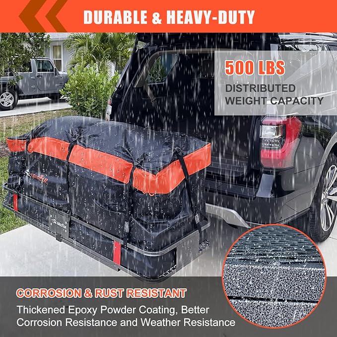 MeeFar Folding Hitch Mount Cargo Carrier Basket 60" X 20" X 6"+Waterproof Cargo - Image 6