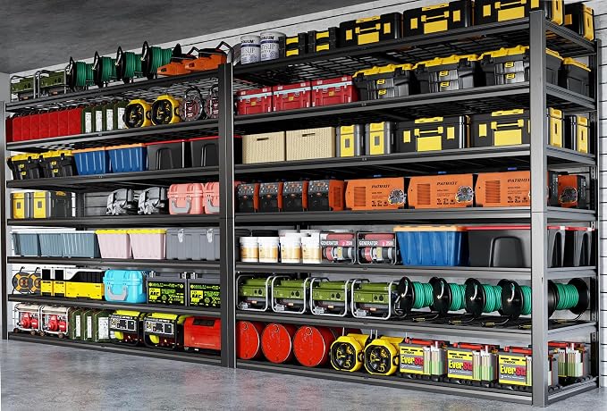 65" W Garage Shelving Heavy Duty, 7 Tier Garage Shelves, Commercial Metal by PMKES