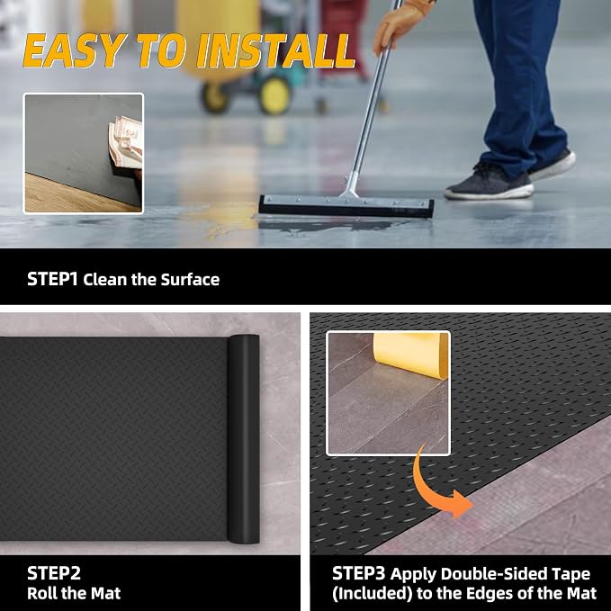 8.2 x 23 FT Garage Floor Mat, 2.8mm Thickened Diamond Plate PVC Garage Flooring - Image 7