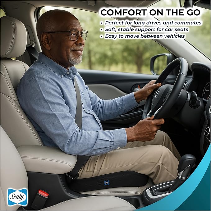 Sealy Memory Foam Car Seat Cushion – Gel Seat Cushions - Image 4