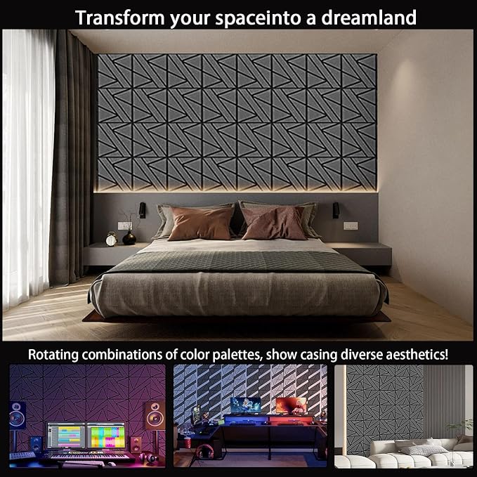 12 Pack Large Self-Adhesive Soundproof Wall Panels, 15.7 x 15.7 x 0.47 in Sound - Image 4