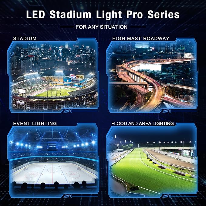 750W LED Stadium Lights, Heavy-Duty High Mast Sport Court Light Outdoor IP66 - Image 2