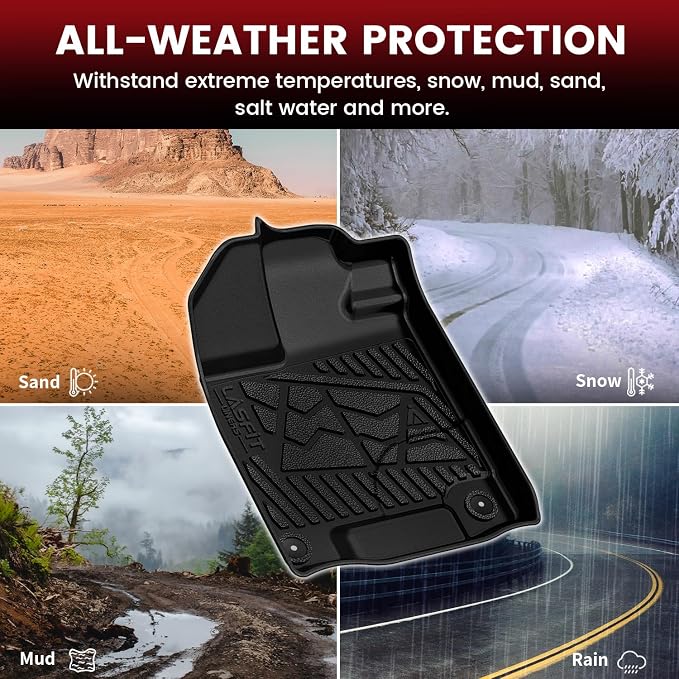 LASFIT Floor Mats for Honda Ridgeline 2025 2024 2023-2017 Crew Cab, All Weather - Image 6