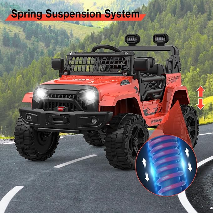 12V Kids Electric Ride On Truck Car w/Parent Remote Control, Spring Suspension - Image 4