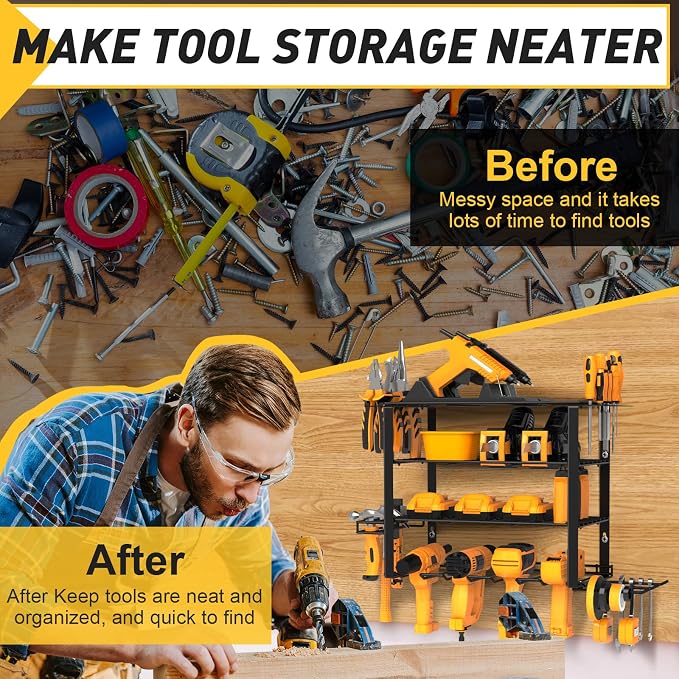4 Layers Power Tool Organizer Wall Mount - Image 7
