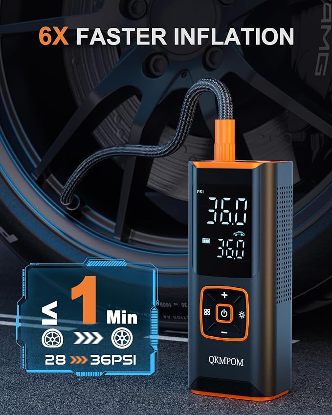 Tire Inflator Portable Air Compressor, 6X Faster 180 PSI Cordless Air Compressor - Image 2