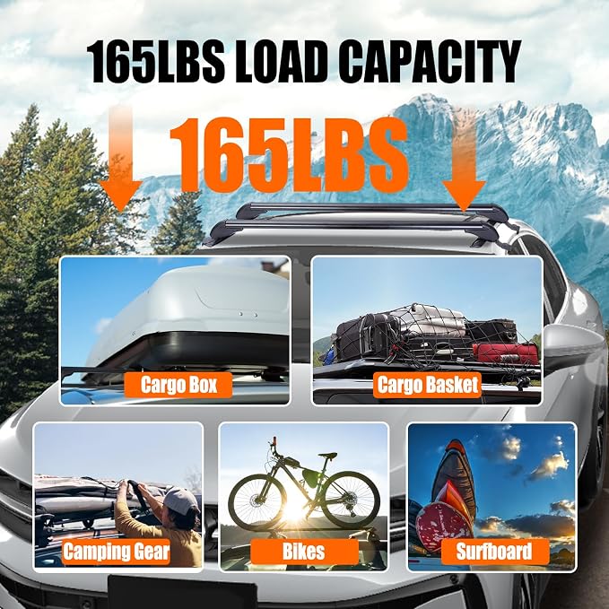 Universal Car Roof Rack, Adjustable Aluminum Alloy Crossbars Heavy Duty Roof - Image 2