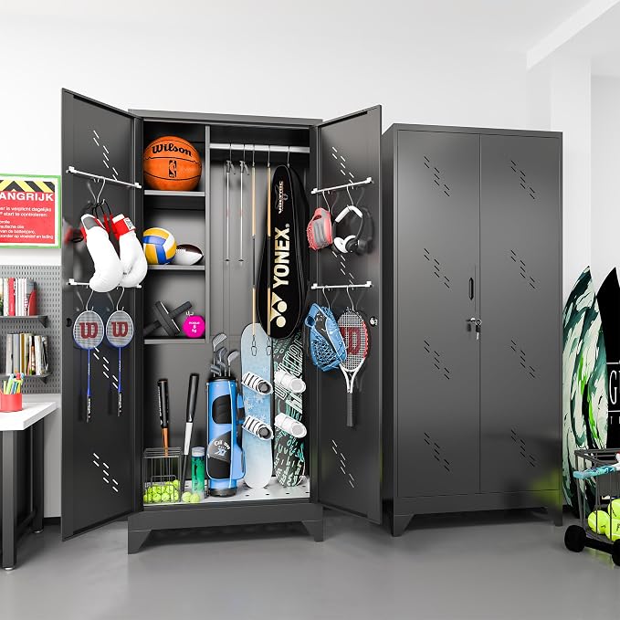 75" Metal Storage Cabinet, Tall Broom Cabinet, Garage Cabinets - Image 5