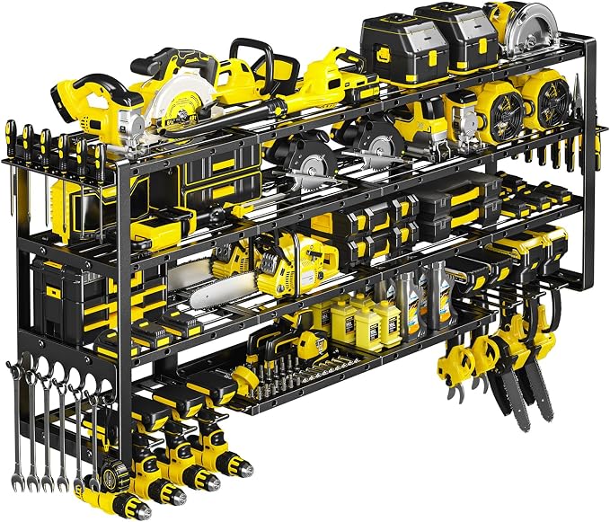 64”W Power Tool Organizer Wall Mount, Heavy Duty 8-Drill Cordless Drill Holder by POKIPO