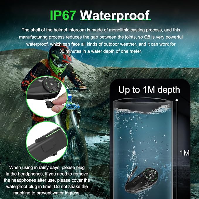 Mesh 3.0 Motorcycle Bluetooth Headset, 6 Riders Group V5.1 Helmet Bluetooth - Image 5