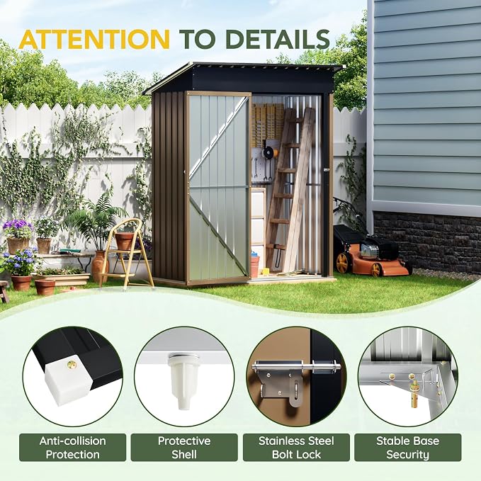 Breezz 5x3FT Vertical Outdoor Steel Storage Shed - Image 5