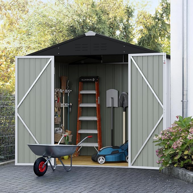 JUMMICO Metal Outdoor Storage Shed 6 x 8 FT Metal Shed - Image 7