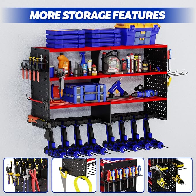 FAHKNS Power Tool Organizer Wall Mount, 4 Layer Heavy Duty Metal Tool Storage - Image 4