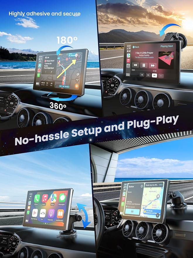 Portable CarPlay Screen for Car, 4K Dash Cam, 1080P Backup Camera, GPS - Image 6