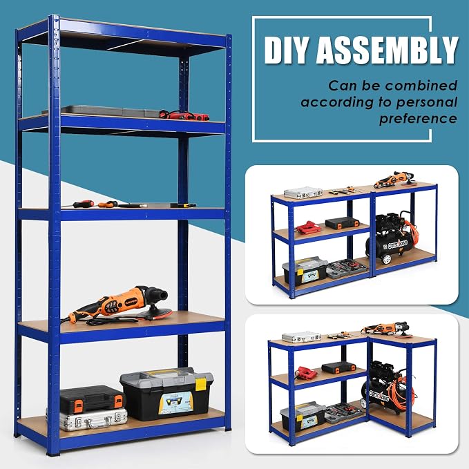ERGOMASTER 5 Tier Utility Shelves Rack Garage Heavy Duty Steel Metal Shelving - Image 4