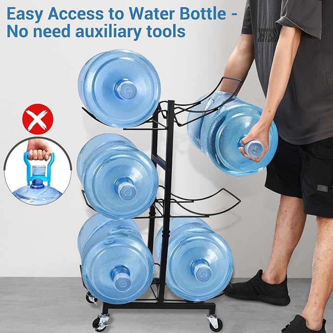 5 Gallon Water Jug Holder with 4 Wheels, Movable Heavy Duty Foldable Water Jug - Image 4