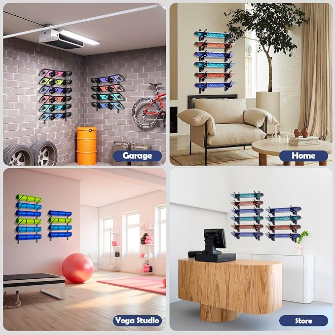 Skateboard Rack Wall Mount – Skateboard Wall Hanger, Snowboard Display Wall - Image 2