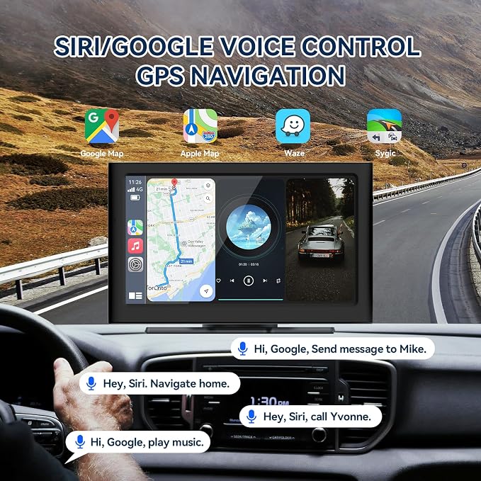 7” Wireless Carplay &Android Auto IPS Touch Screen, Portable Car Stereo - Image 3