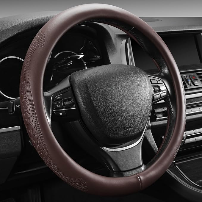 【2025 Model】 High-Grade Real Cowhide Steering Wheel Cover by PJBTVZ