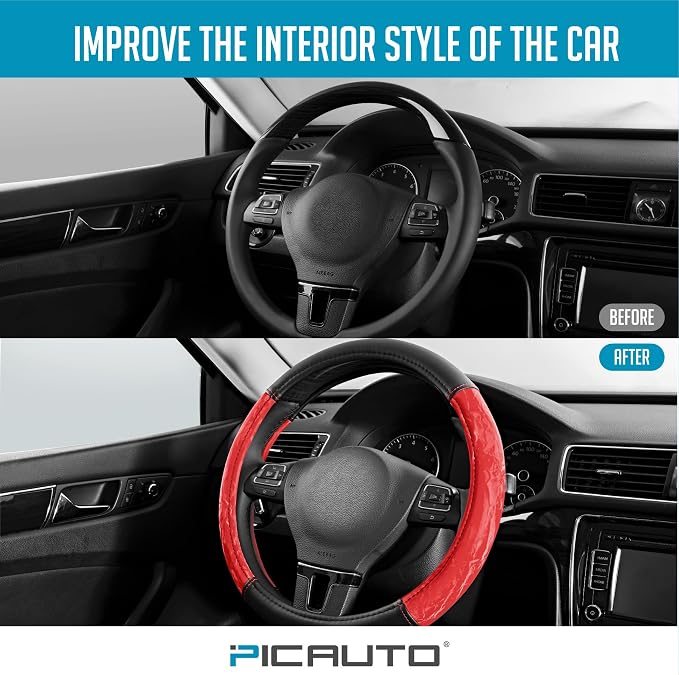 PIC AUTO Steering Wheel Cover, Silk Grain Leather Car Steering Wheel Protector - Image 5