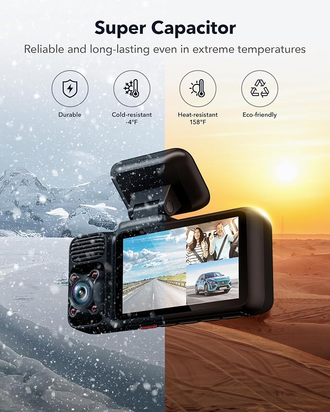REDTIGER F17 4K 3 Channel Dash Cam, 5GHz WiFi Built-in GPS - Image 7