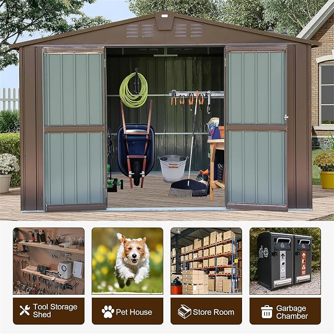 IKERY Metal Storage Shed 10' x 8' - Image 4