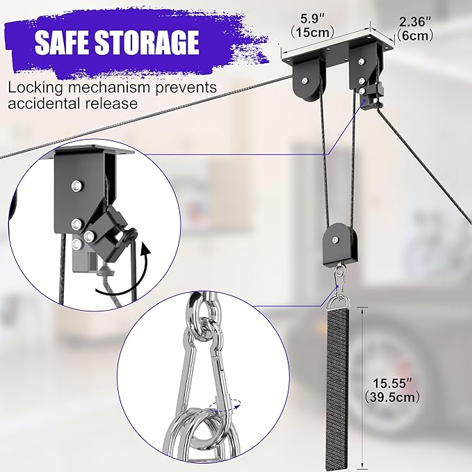 Bike Hoist, Heavy Duty Bike Pulley System - Image 3