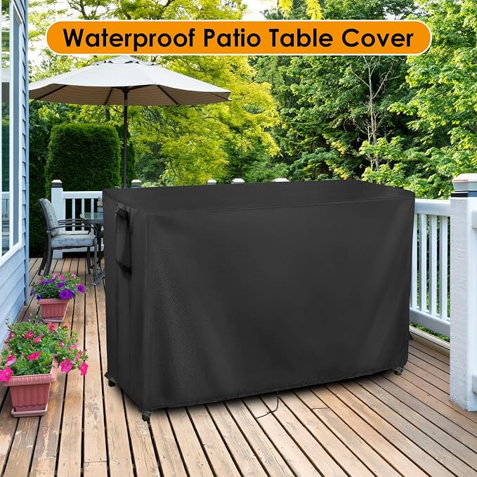 Kingling Outdoor Table Cover for Outdoor Bar Table, 73 Inch Waterproof Bar - Image 7