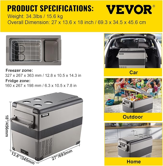 VEVOR 12 Volt Refrigerator, 48 Quart Fast Cooling Portable Freezer - Image 7