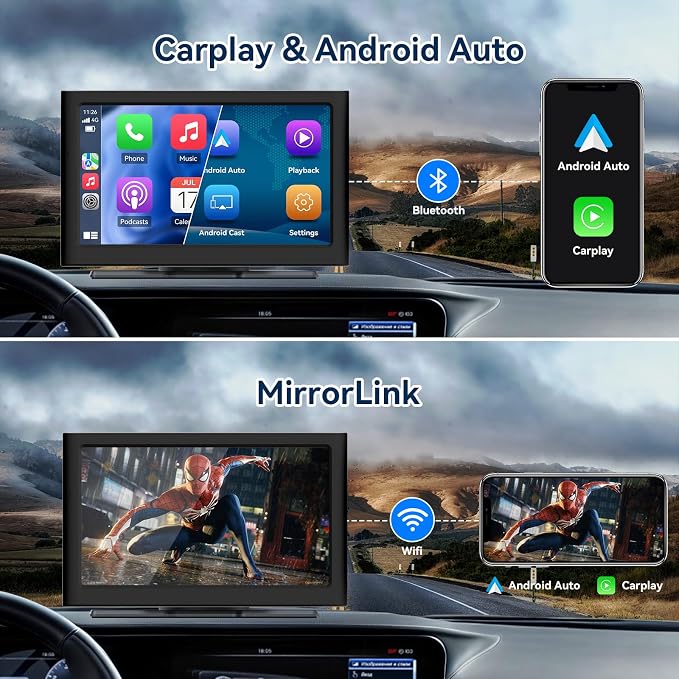 7” Wireless Carplay &Android Auto IPS Touch Screen, Portable Car Stereo - Image 2