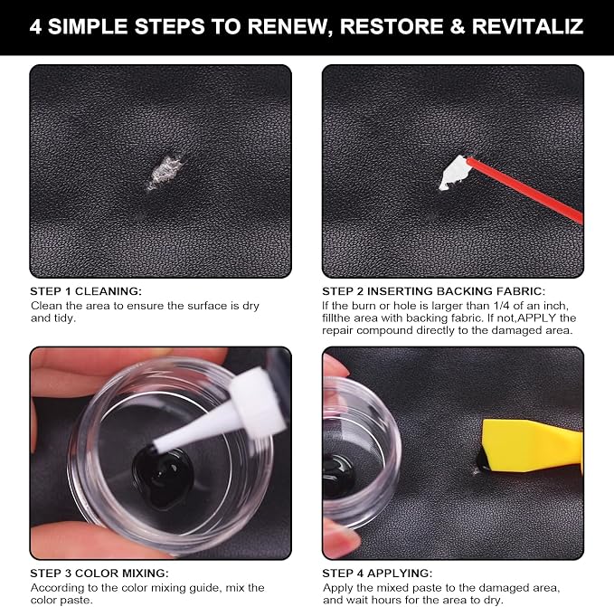 STARTSO WORLD Black Leather Repair Kit, Vinyl Repair kit - Image 4