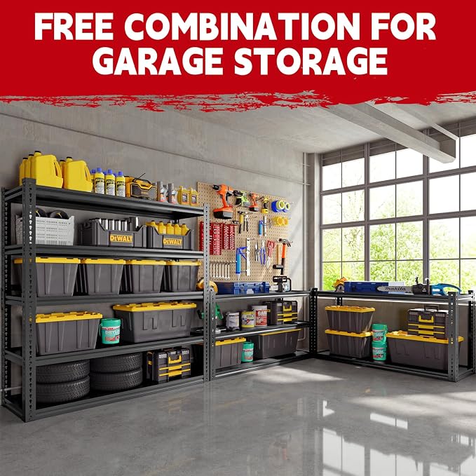 48" Wide Garage Shelving Heavy Duty 3000LBS, 5 Tier Adjustable Storage Rack - Image 9