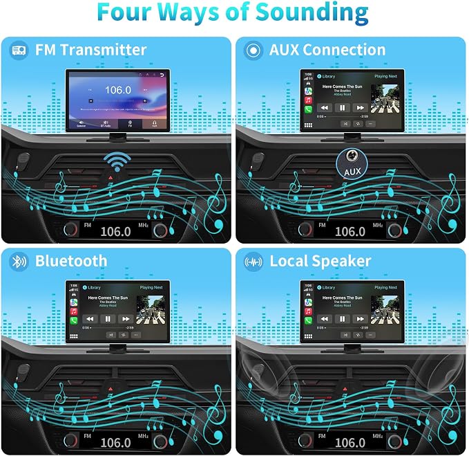 Portable Apple Carplay Screen for Car, 4K Dash Cam, 1080p Backup Camera DVR - Image 5