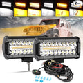 Auxbeam 7 Inch 300W LED Light Bar, 6 Modes Strobe Amber Pod Lights Yellow Fog by Auxbeam